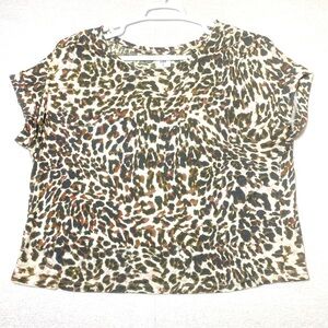 CAbi Shirt Women's M Leopard Animal Print Boxy Short Sleeve Lightweight Top
